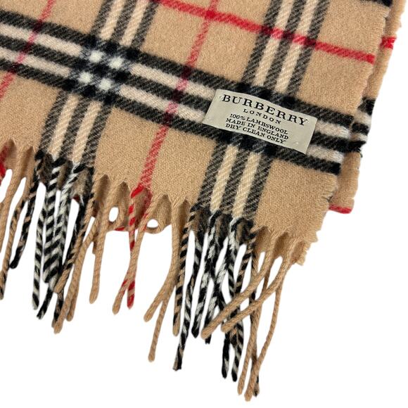 Burberry Made in England Lambswool Nova Check Tassel Trim Scarf - Picture 3 of 4